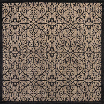 Madrid Vintage Filigree Textured Weave Indoor/outdoor Square Rug